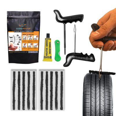 GRAND PITSTOP Universal Tubeless Tyre Puncture Kit | (Strip-Based) 