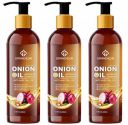 Grandeur (Pack of 3) Onion Hair Oil For Hair Fall And Hair Growth With Red Onion Extract, Argan Oil, Bhringraj, Hibiscus Oil, Jojoba Oil, Vitamin E, 600ml...