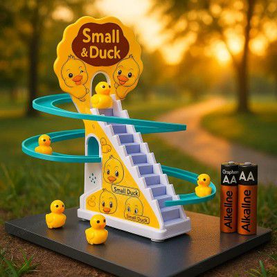 GRAPHENE 3 Duck Slide Toy Set, Funny Automatic Stair Climbing Ducklings Cartoon Race Track Set Little Lovely Duck Slide Toy Escalator Toy (Small Duck Track Racer)
