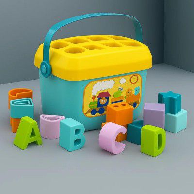 GRAPHENE Baby Plastic First's Educational Blocks Shapes and Sorter 16 Blocks Set ABCD Blocks