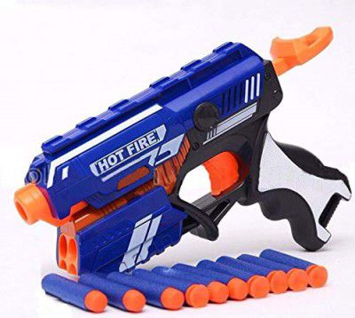 Graphene Blaze Storm Manual Soft Bullet Shooting Gun Toy, Pull-Back Trigger Firing Action with 10 Soft Foam Bullets