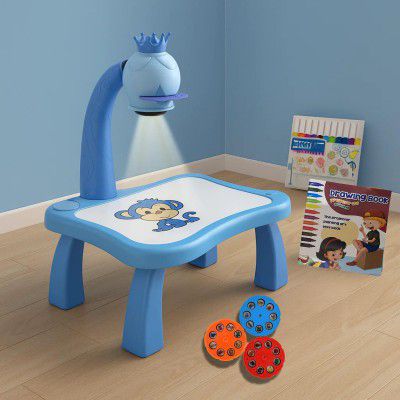 GRAPHENE Drawing Projector Table Set Blue Led Drawing Board for Kids Trace & Draw Smart Sketcher 24 Patterns 12 Colorful Pen Book Fun 