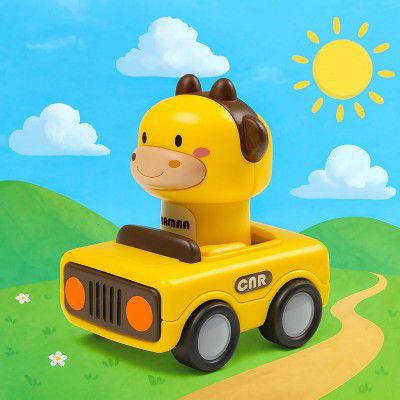 GRAPHENE Press & Go Friction-Powered Cars for Toddlers–Animal Mini Racing Car Push & Go Vehicle for Early Learning Skill Development Fun Toy for 0-3 Month Babies & Kids - (Random Character)