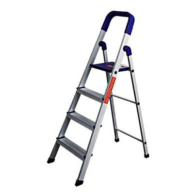 GRAZIA Folding Aluminium Ladder with Wide Steps - Home Pro 4 Steps