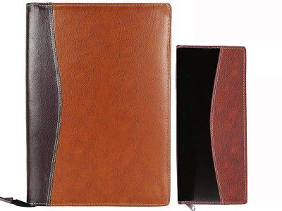 GreatDio 20 Leafs Pack of 2 Leatherette Files and Folders Executive Files and Folders FS Size with Cheque Book Holder/Document and Certificate Holder Combo