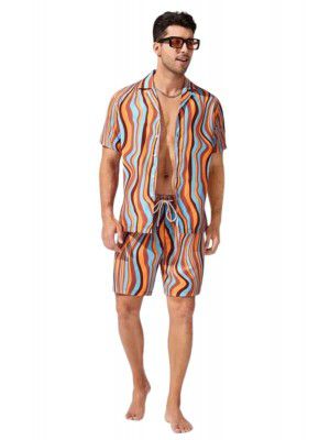 GRECIILOOKS Night Suit Set for Men| Rayon Printed Night Dress Set| Pajama Shorts Night Suits Set| Men Lounge Wear Set| Summer Wear for Men| Goa Wear Set