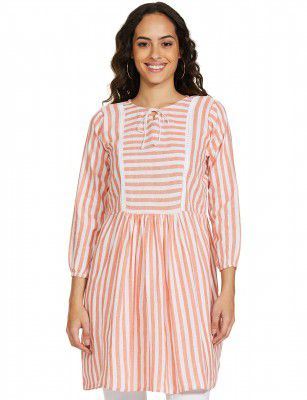 GRECIILOOKS Women Cotton Anarkali Regular Fit Kurti (Orange, Medium)