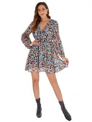 GRECIILOOKS Womens Rayon Full Sleeve A-Line Knee-Length Western Dresses for Women or Girls Western Dress