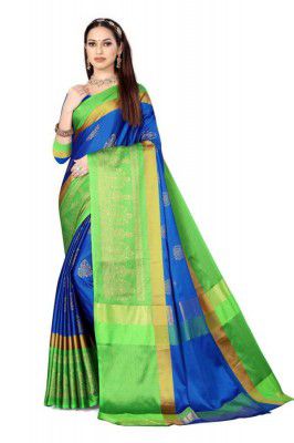 GRECIILOOKS Womens Ready Pleated Cotton Silk Regular Fit SAREE