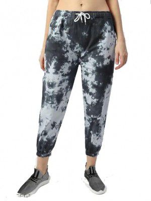GRECIILOOKS Womens Tie-Dye Joggers Strechable Pants Treggings|Slim Fit Casual Joggers for Women|Straight Relaxed Fit Trousers|Gym Capri Pants for Women Running Track