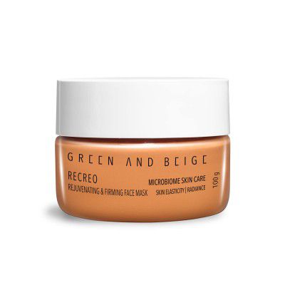 Green And Beige Recreo Rejuvenating & Firming Face Clay Mask for Skin Elasticity, Radiance, Hydration, Cooling, Free from Sulphate & Paraben, for Men & Women (100ml)