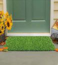 Green Artificial Grass Solid 12x18 inches Anti-skid Doormat...