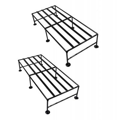 Green Gardenia Metal Pot Stand, Flower Plant Stand for Balcony, Black (Pack of 2)