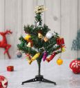 Green Plastic 1 Feet Artificial Xmas Tree With 40 Ornaments,...