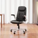Green Soul Bosco Premium Leatherette Office Chair, High Back Ergonomic Home Office Executive Chair with Cushion Seat, Flip-up Padded Armrests, 4-Stage Adjust Lumbar Support(Black)...