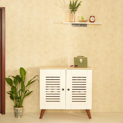 Green Soul Zuvio 2 Door | Engineered Wood Ventilated Shoe Rack | 3 Shelves, 2 Doors | Stores up to 10 Pair of Shoes | 3 Year Warranty | Oak & White | Installation Provided