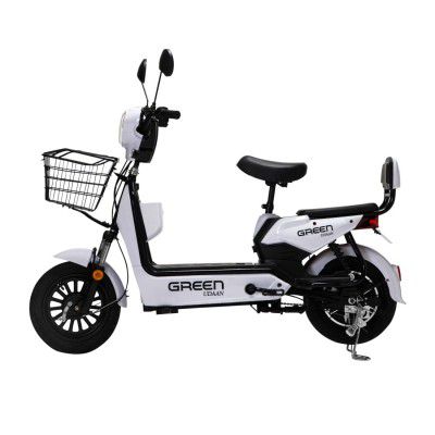 Green Udaan Electric Scooter for adults commuter with a portable rechargeable battery, Comfortable Wider Deck E-Bike | White