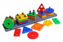 GREEN WAY Intellectual Smart Activity Fun and Learning Geometrics - Shape Matching Five Column Blocks - Educational & Learning Toys Sorter -1 2 3+ Year Activity...