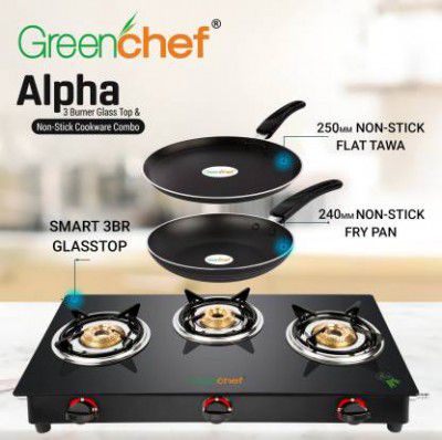 Greenchef Alpha Gas stove combo - Smart 3 Burner Glass stove  