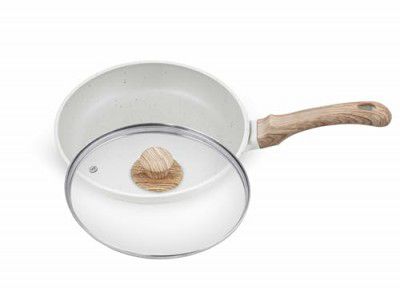 GREENCHEF Aluminium Die Cast Fry Pan with Glass Lid - 240mm - Pebble