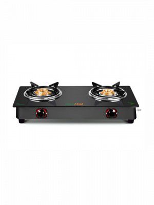 Greenchef Black Glass Top 2 Burner Gas Stove