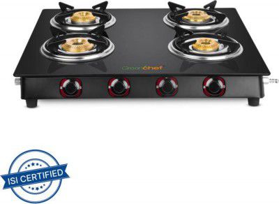 Greenchef Ebony Glass Manual Gas Stove (4 Burners)