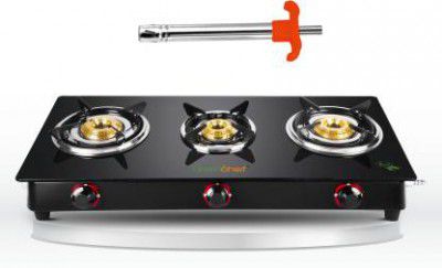 Greenchef Ebony with Lighter Glass Manual Gas Stove (3 Burners)