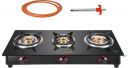 Greenchef Ebony Pro 3BR ( Hose Pipe + Lighter ) Glass Manual Gas Stove  (3 Burners)...