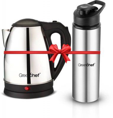 Greenchef Kettle 1.5L Flex 900 ML Stainless Steel water Bottle Electric Kettle  (1.5 L, Silver, Black)