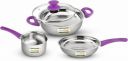 Greenchef Steeliq Soft Touch Induction Bottom Cookware Set (Stainless Steel, 4 - Piece)...