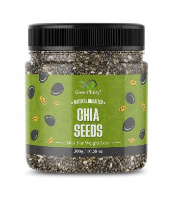 GreenFinity Chia Seeds 300g | Omega-3 Seeds for Eating | Non-GMO and Fibre Rich Seeds | Best for Weight Loss | Healthy Snacks.
