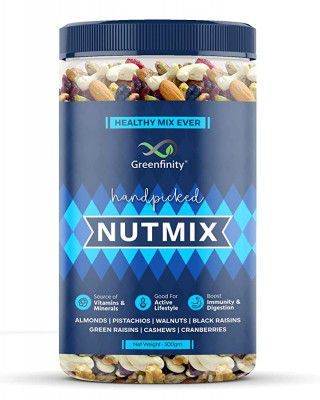 GreenFinity Healthy Dried Nutmix Protein Packed Evening Snacks, No Added Sugar, Cholesterol Free, Healthy Fibre (500gm(Pack of 1))