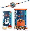 GreenFinity Raksha Bandhan Gift Hamper | Rakhi with Chocolate Coated Dry Fruits 100g, Greeting Card & Roli Chawal | Rakhi Gift for Brother | Rakhi Combo Gift Pack...