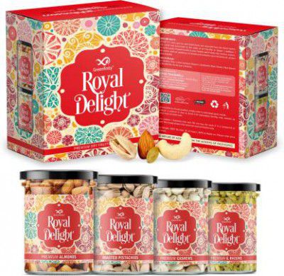 GreenFinity Royal Delight Premium Dry Fruit Collection Almonds Cashews Raisins Pistachios (400 g)