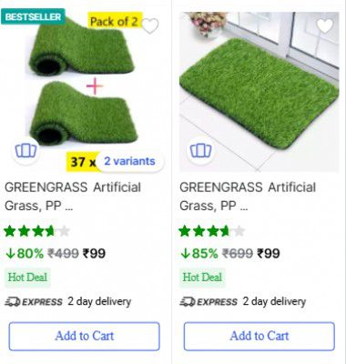 Flipkart: Greengrass Mats Starts ₹59
