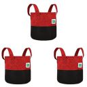 GREENSHEEP Geo Fabric Grow Bags UV Treated Gardening Cotton Pots Terrace Indoor Outdoor Home Balcony Nursery Leafy Vegetable Fruits and Flower (Black & Red Round 400 GSM Size 8x8 Pack of 3)...