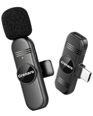 GRENARO Wireless Mic for Youtubers, Noise Cancellation Wireless Microphone for Video Recording