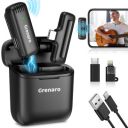 GRENARO Wireless Mic Lavalier Microphone with Charging Case...