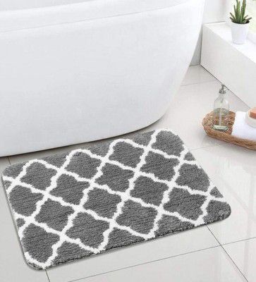 Grey Abstract Microfibre 27x18 Inches Antiskid Bath Mat
