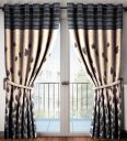 Home Sizzler Grey Floral Polyester 7 Ft Semisheer Eyelet Door Curtains (Set of 2)...