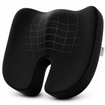 Grin Health Orthopedic Coccyx Seat Cushion | Ortho-Response Memory Foam Tailbone Pain Relief