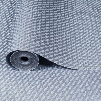 GripEasy 45 cm X 4 m Metallic Grey Food Grade EVA Multipurpose Shelf Liners mat roll for Kitchen Drawer, Shelf mat,cupboad mat, Dinning mat, almirah Shelf (Check Texture Metallic Grey)