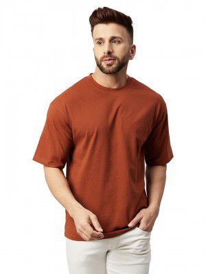 GRITSTONES Men Half Sleeve Oversized Cotton Solid T-Shirt