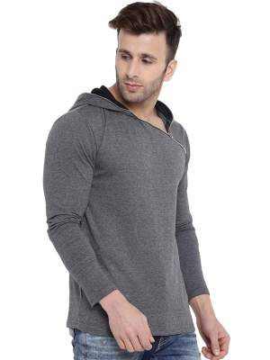 GRITSTONES Men's Dark Grey/Black Sleeveless Hooded Tshirt