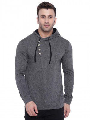 GRITSTONES Men's Hooded T-Shirt (Anthra Melange, XL)