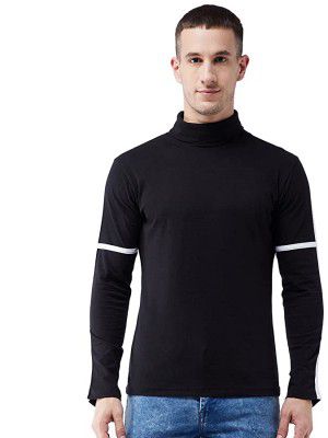 GRITSTONES Mens Stylish Solid Full Sleeve high-Neck T Shirt