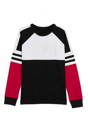 GRITSTONES Multicolour T-Shirt for Boys and Kids with Stipe On Sleeves