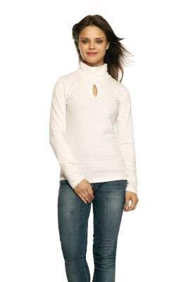 GRITSTONES White HIGH Neck Full Sleeves HIGH Neck