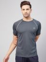 GRITSTONESMen Grey Solid Dry Fit Training or Gym T-shirt...