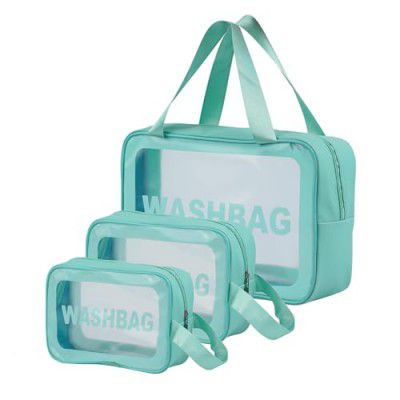 Gritty Wash Bag Pouch for Travel Kit Toiletry Bag | Set of 3(Mint Green)